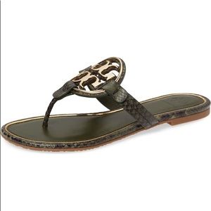 Tory Burch Metal Miller Logo Sandals Leccio Roccia